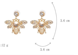 Oorbellen bijen goudkleur met strass