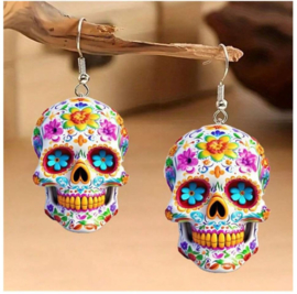 Oorbellen skull - schedel multicolor