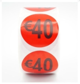 Prijsstickers op rol 40 euro 3.5 cm - 500 stuks