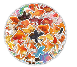 50 stuks stickers goudvis tot 8,5 cm