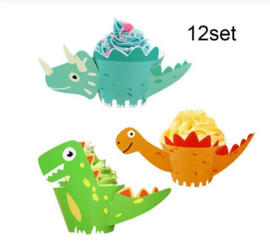 12 stuks cupcake omslagen dinosaurussen