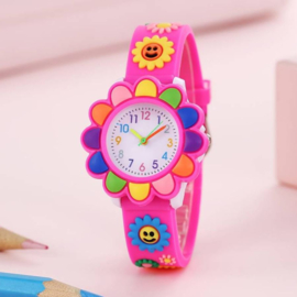 Kinderhorloge bloem roze