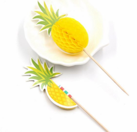 20 stuks cupcake toppers flamingo / ananas