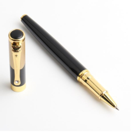 Luxe metalen gelpen zwart / goudkleur