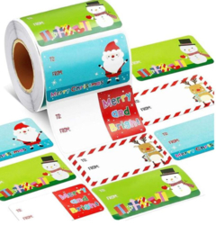 Rol met 500 stuks kerst cadeau stickers - kerst labels 5 x 3.8 cm