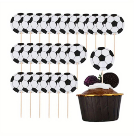 48 stuks cupcake toppers voetbal