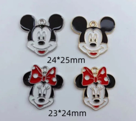 10 stuks bedels - sieraden hangers Mini en Micky Mouse