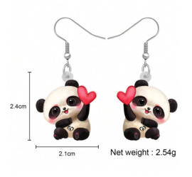 Oorbellen panda met hartje