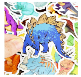 50 stuks dinosaurus stickers 3x7 cm