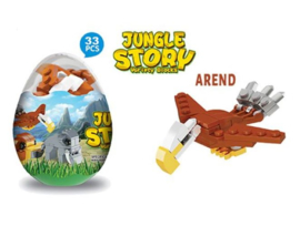 12 stuks bouwblokjes Jungle dieren in capsule