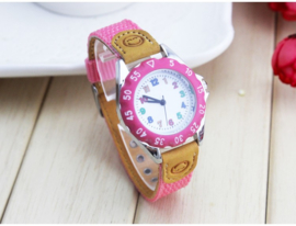 Kinderhorloge roze met smiley