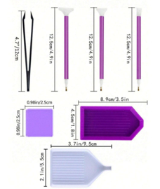 18-delige Diamond Painting toolset paars
