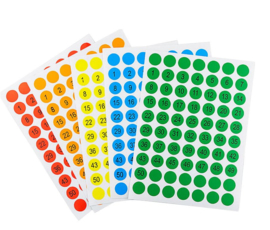 5 stickervelletjes cijfers 10mm rood - groen - oranje - blauw - geel