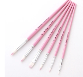 6 stuks penselen nylon roze