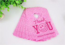 50 stuks zakjes Thank You Smily 9x15 cm roze