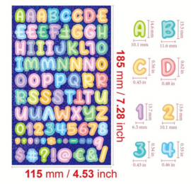 6 stickervellen alfabet holografisch 18,5 x 11,5 cm