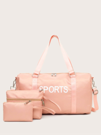 Sporttas 28x46x15 cm + handtasje + etui roze