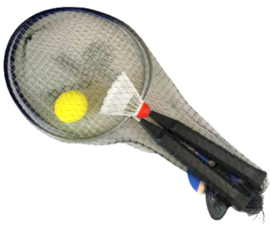 Badminton set - 2 x racket + balletje + shuttle 44 x 20,5 cm