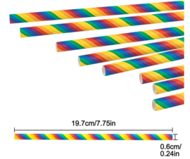 100 stuks kartonnen rietjes regenboog kleuren