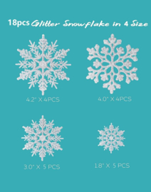 18 stuks kerstboom hangers sneeuwvlokken zilverkleur