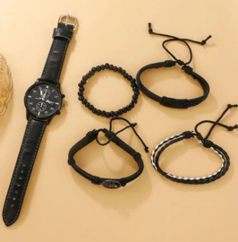Herenhorloge + 4 armbanden levensboom (zonder cadeaudoosje)