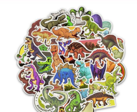 50 stuks dinosaurus stickers 3x7 cm