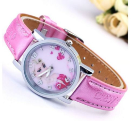 Horloge Frozen parelmoer roze band