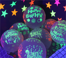 15 stuks blacklight ballonnen Happy Birthday