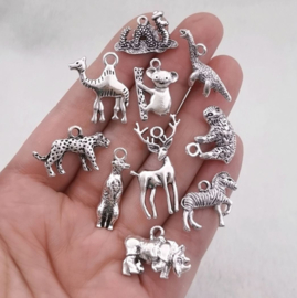 10 stuks metalen bedels dierentuin dieren