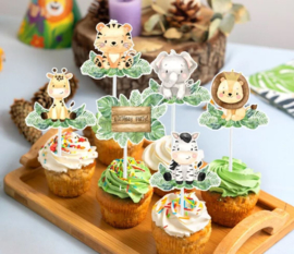 18 stuks cupcake toppers dieren