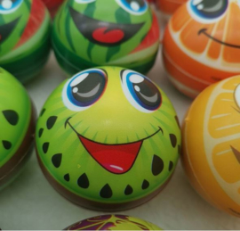 6 stuks foam ballen fruit - smiley 6.3 cm