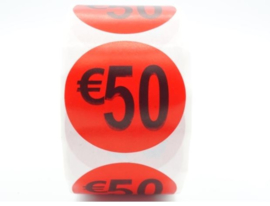 Prijsstickers op rol 50 euro 3,5 cm - 500 stuks