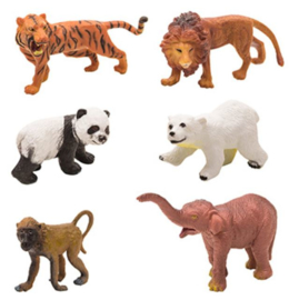 6 stuks speelfiguren wilde dieren 8x5.5 cm