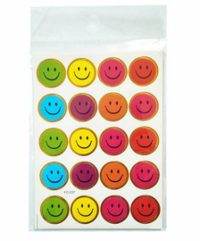 200 smiley stickertjes multi color / 10 velletjes