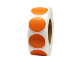 500 oranje stickers op rol - prijsstickers 2.5 cm