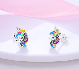 Oorbellen unicorn met zirkonia