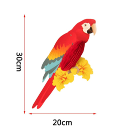 3 stuks papegaaien feestdecoratie honinggraat Ara en Kaketoe