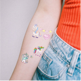 10 velletjes tijdelijke tattoos unicorn - eenhoorn