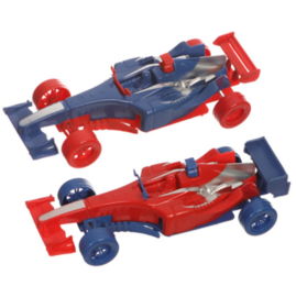 2 stuks raceauto pull back rood en blauw 18 cm
