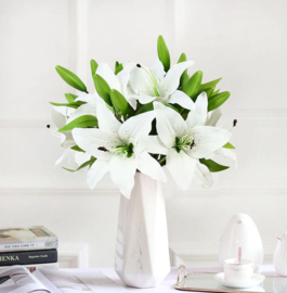 5 stuks kunstbloemen lelies wit 38 cm