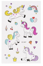 3 velletjes tattoo stickers Unicorn - eenhoorn