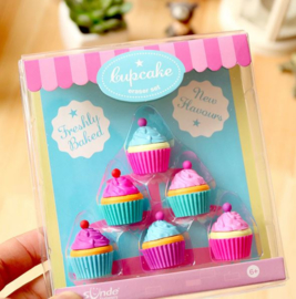 6 stuks kleurrijke cupcake gummen