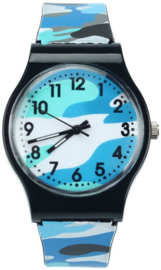 Kinderhorloge Militaire look Camouflage blauw