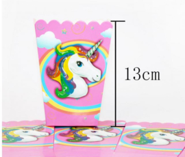 6 stuks unicorn / eenhoorn popcorn bakjes