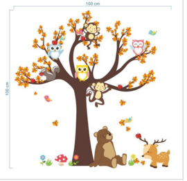 Muursticker boom met dieren