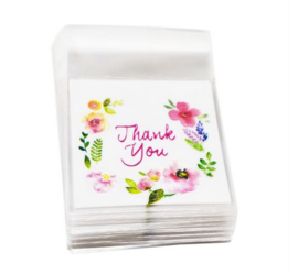 100 stuks kleine traktatie zakjes - snoepzakjes thank you 7x7 cm