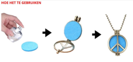 Ketting met madaillon voor parfum inclusief 5 stuks parfum pads