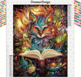 Diamond Painting Fantasy cat - hobbypakket - 30x40 cm (ronde steentjes)