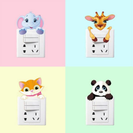 4 stuks verschillende stopcontact stickers dieren