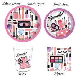 44-delige make-up party set - borden - bekers - servetten